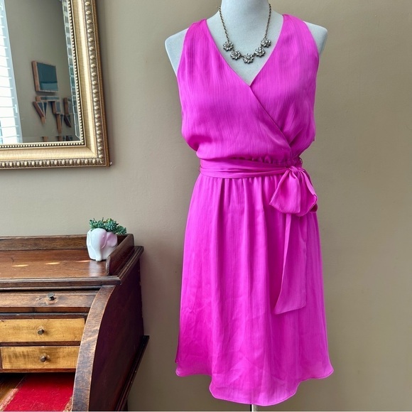 Trina Turk Pink Planetary Mini Dress Faux Wrap Sash Belt Size Small NWT - Picture 4 of 12